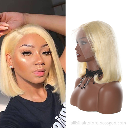613 Short Bob Human Hair Wigs Real Human Hair Wig Vendors Brazilian Wigs Human Hair Lace Front Blonde